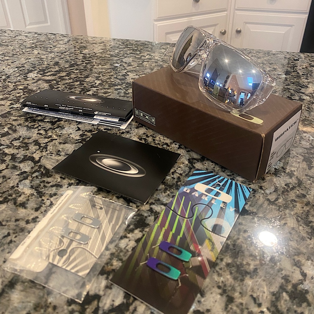 Oakley Dispatch sunglasses - clear frame with chrome iridium lenses
